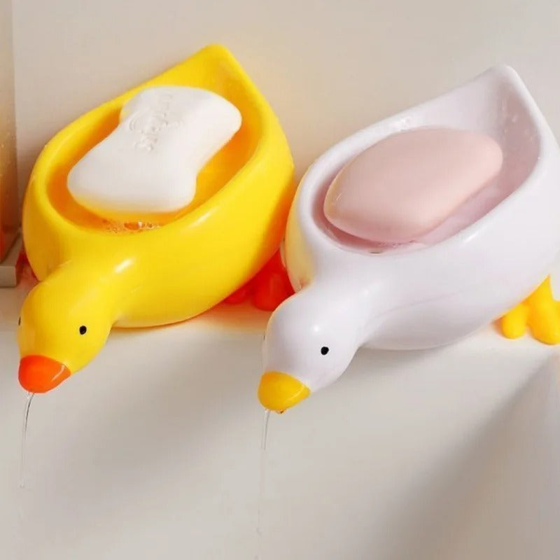 Stylish Duck Shape Quick Drain Soap Tray – Cute Bathroom Soap Dish Holder with Drainage
