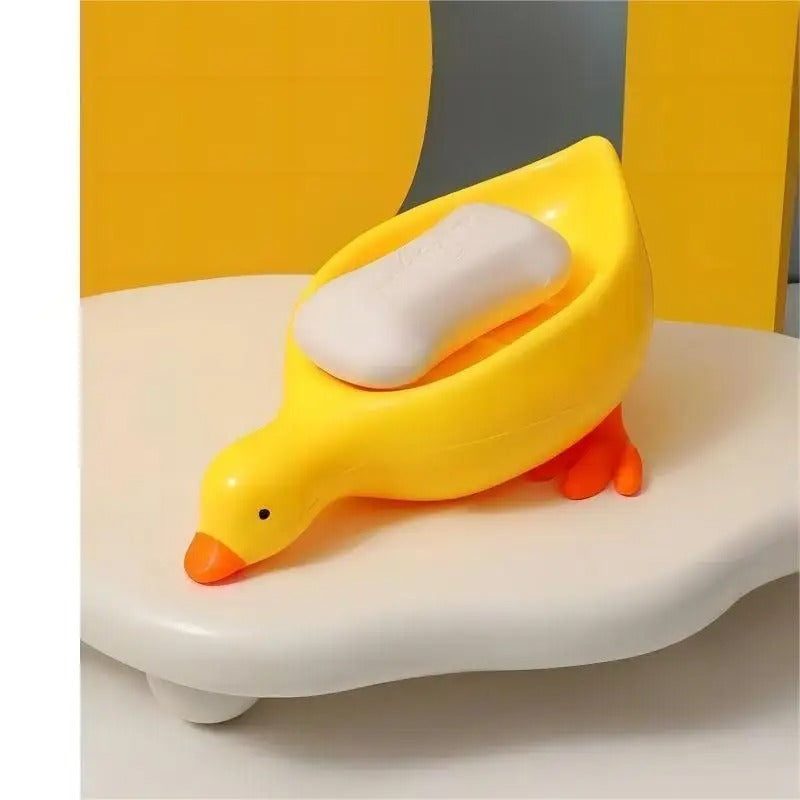Stylish Duck Shape Quick Drain Soap Tray – Cute Bathroom Soap Dish Holder with Drainage