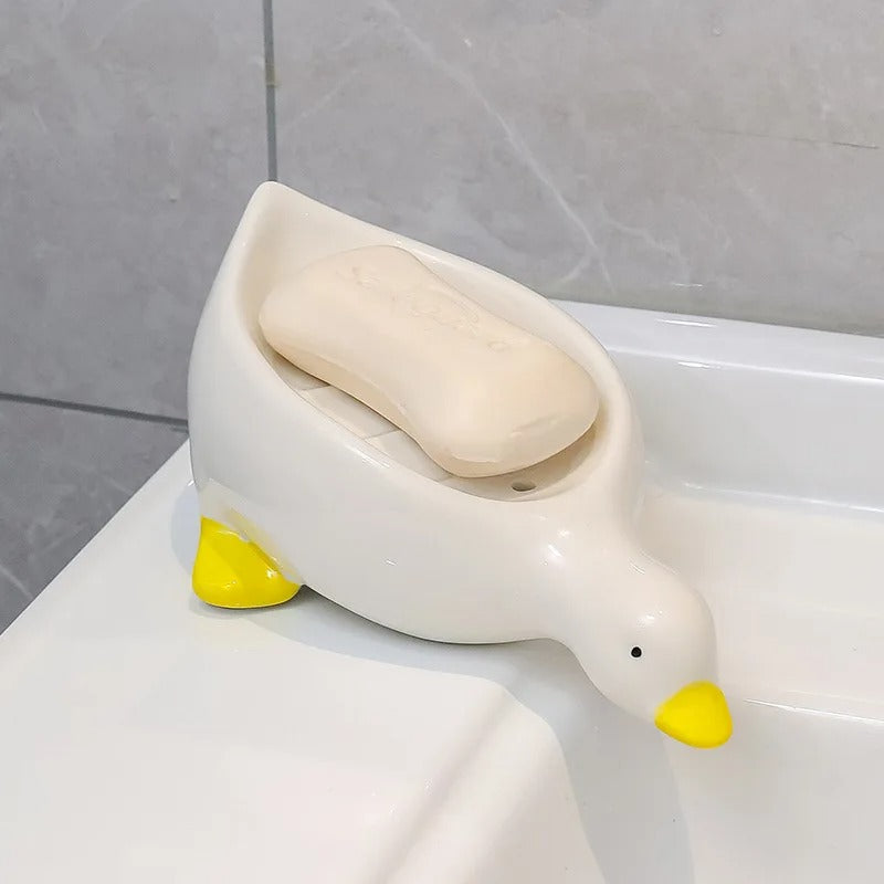 Stylish Duck Shape Quick Drain Soap Tray – Cute Bathroom Soap Dish Holder with Drainage