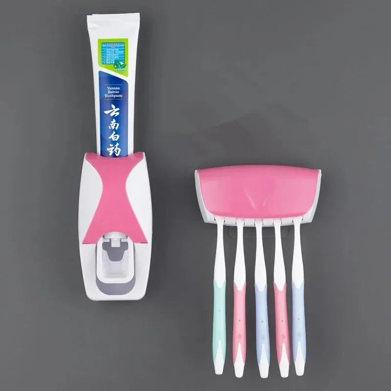 Automatic Toothpaste Dispenser With Toothbrush Holder Organiser Set