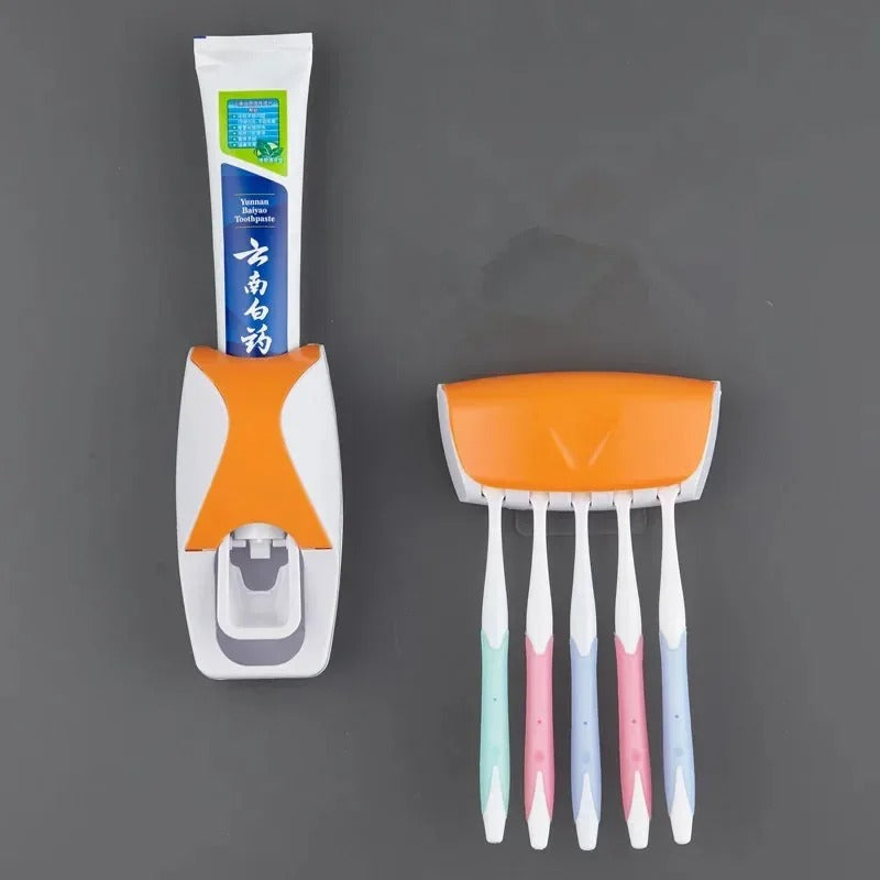 Automatic Toothpaste Dispenser With Toothbrush Holder Organiser Set