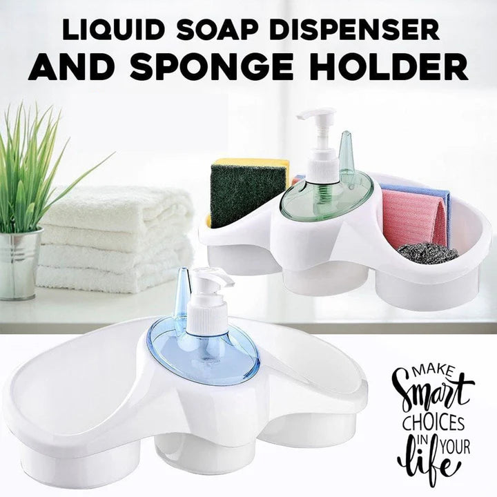 Soap Dispenser & Sponge Holder, 3-in-1, Kitchen & Washroom Organizer
