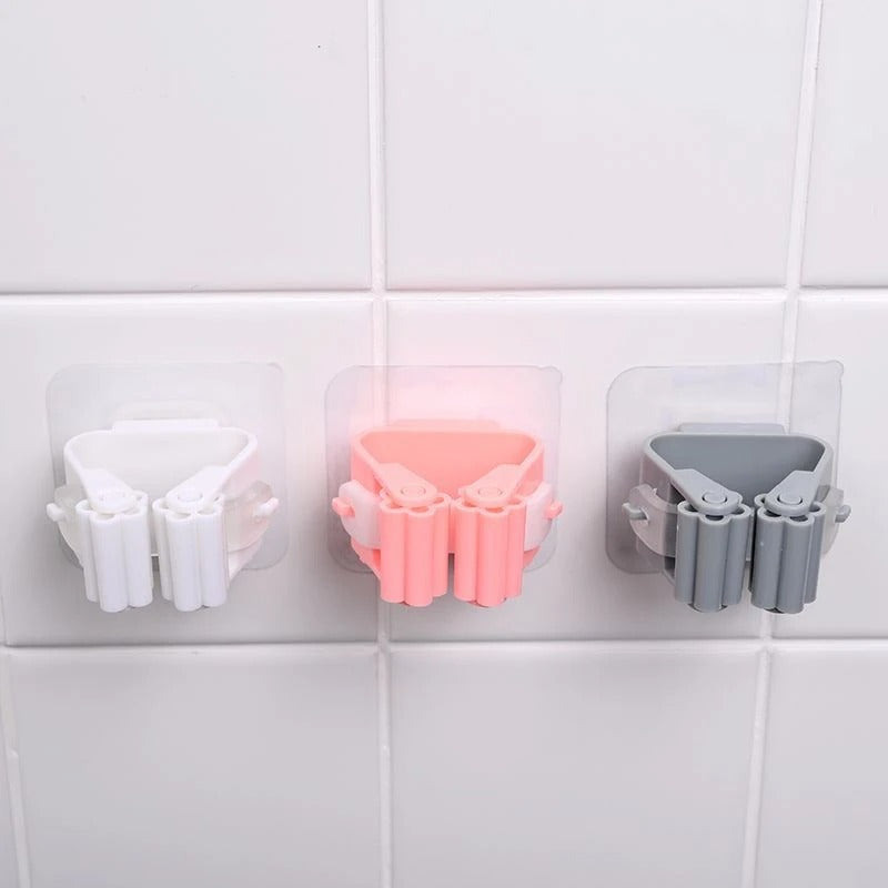 Plastic Mop Holder and Broom Holder Wall Mounted Self Adhesive Broom Stick Holder