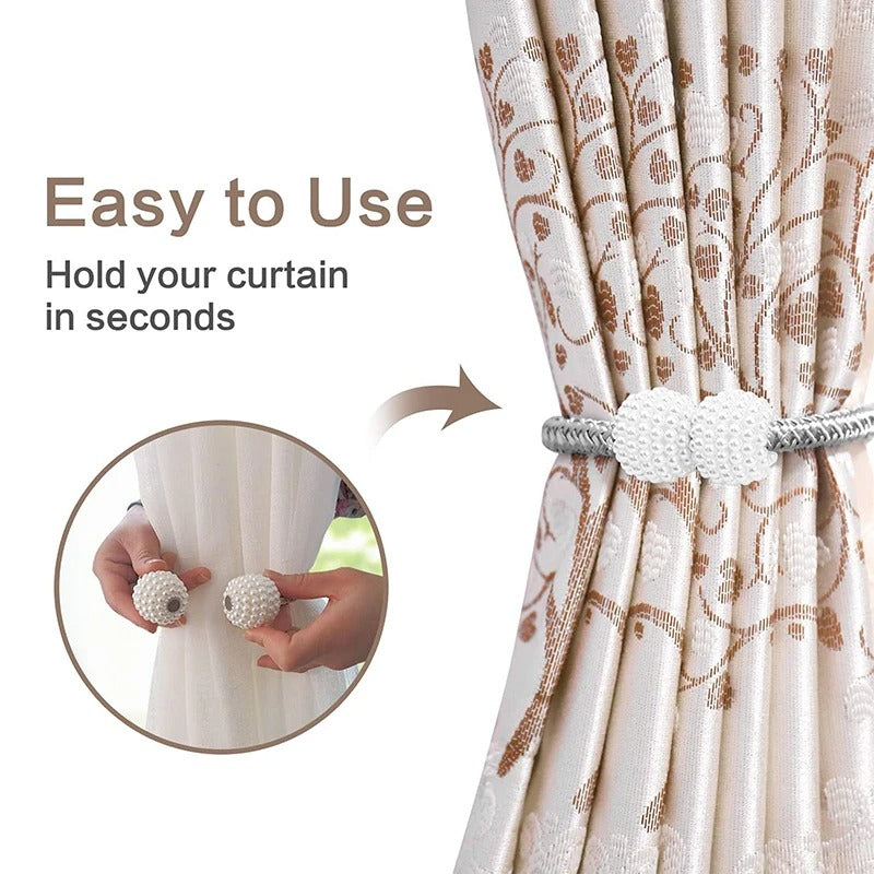 Pearl Magnetic Curtain Clip Curtain Holders Tieback Buckle Clips Hanging Ball ( Pack of 2 )