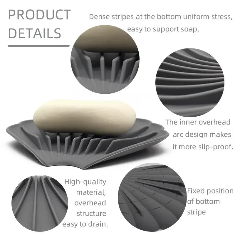 Flexible Bathroom Silicone Soap Storage Holder Dish