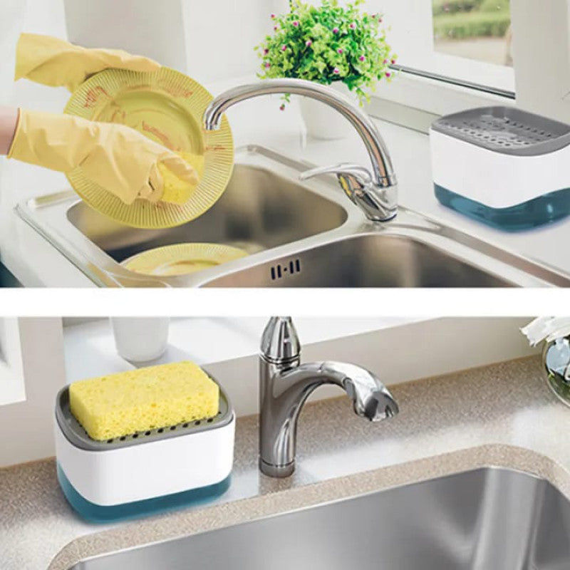 2 in 1 Liquid Soap Dispenser Automatic Soap Pump With Sponge Holder Latest Kitchen Tool Good Quality