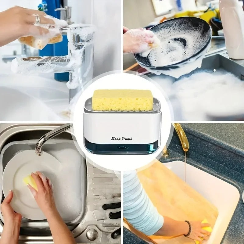 2 in 1 Liquid Soap Dispenser Automatic Soap Pump With Sponge Holder Latest Kitchen Tool Good Quality