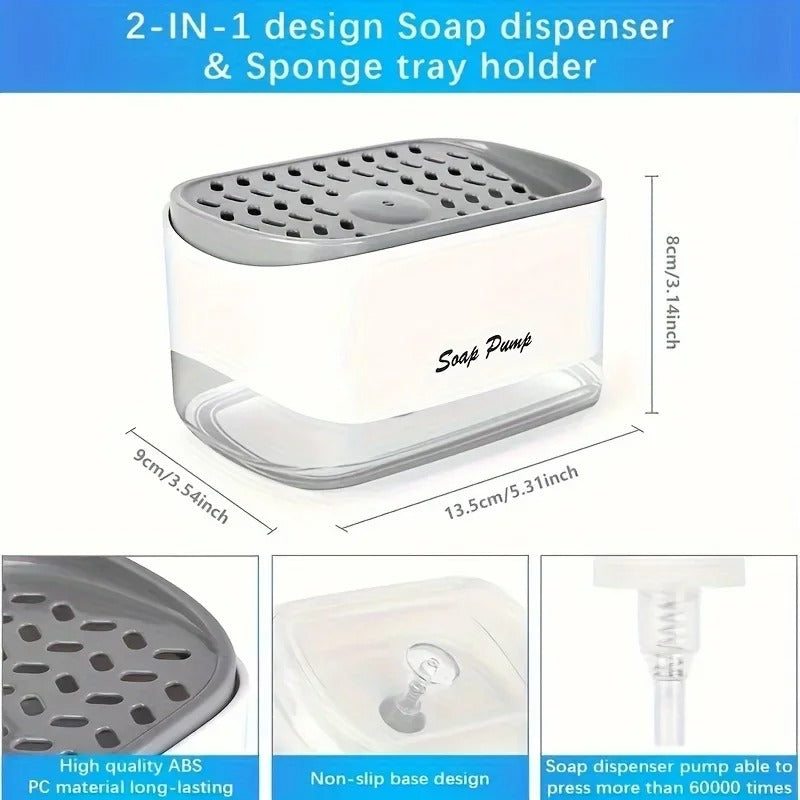2 in 1 Liquid Soap Dispenser Automatic Soap Pump With Sponge Holder Latest Kitchen Tool Good Quality