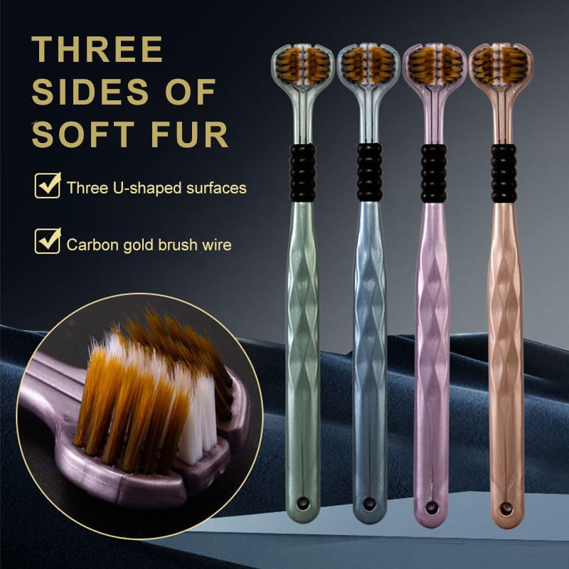 3 Sided Soft Bristles Toothbrush - Deep Cleaning Triple Head Tooth Brush - For Adults and Kids (Pack of 2 )