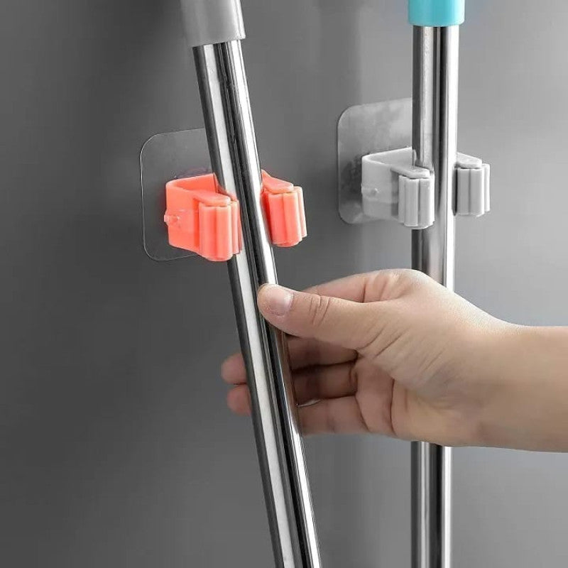 Plastic Mop Holder and Broom Holder Wall Mounted Self Adhesive Broom Stick Holder