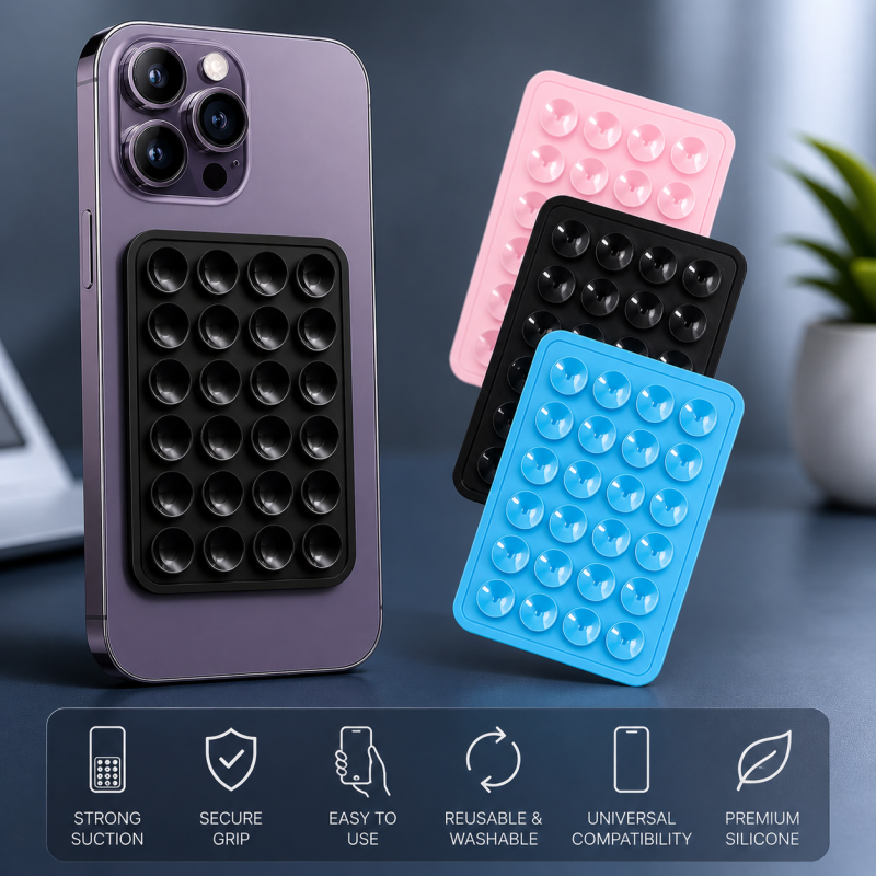 24-Piece Double-Sided Silicone Suction Phone Holder Stickers