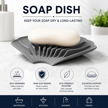 Flexible Bathroom Silicone Soap Storage Holder Dish