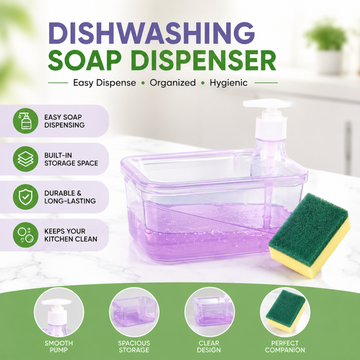 Square Shape Soap Pump Dispenser with Sponge Holder – Kitchen Soap Organizer