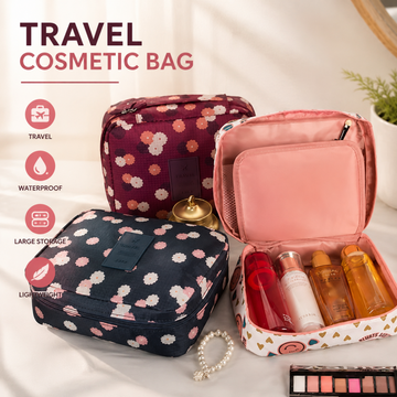Printed Travel Cosmetic Pouch – Makeup Organizer