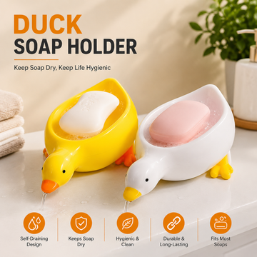 Stylish Duck Shape Quick Drain Soap Tray – Cute Bathroom Soap Dish Holder with Drainage