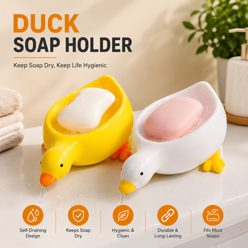 Stylish Duck Shape Quick Drain Soap Tray – Cute Bathroom Soap Dish Holder with Drainage