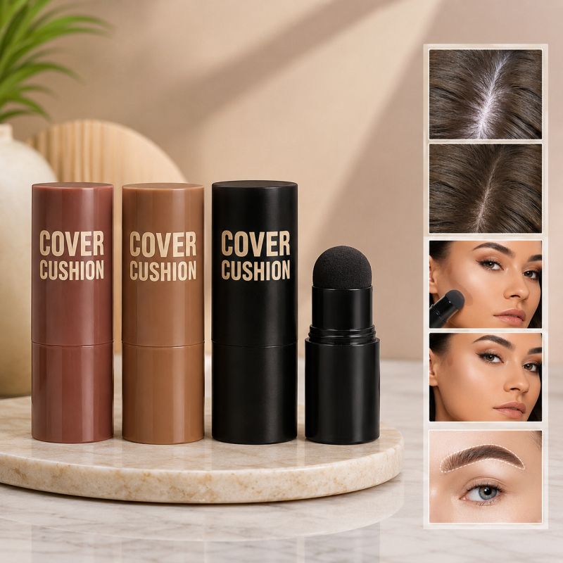 Miss Lara 2in1 Cover Cushion Professional Hairline Stamp & Eyebrows Shaping Stamp (Black)