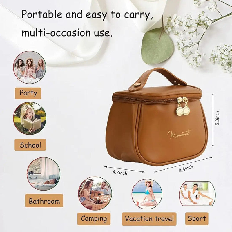 Portable makeup pouch feminine large size waterproof travel toiletries tissue cute PU ladies toiletry bag