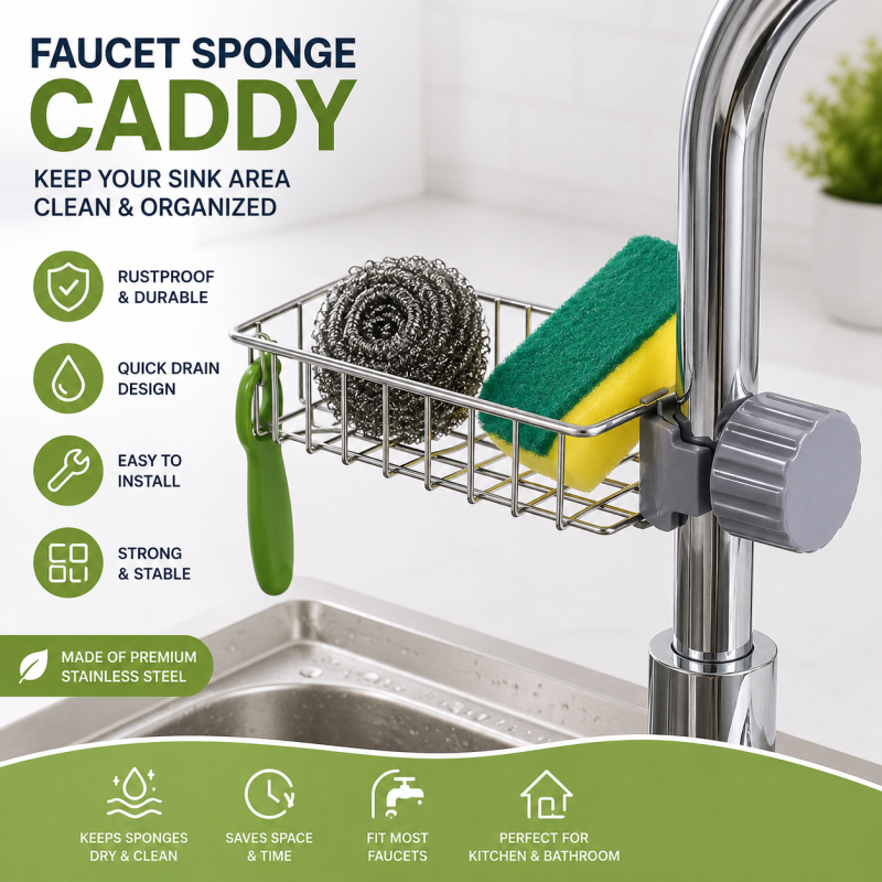 Kitchen Sink Sponge Holder – Space-Saving Sink Organizer
