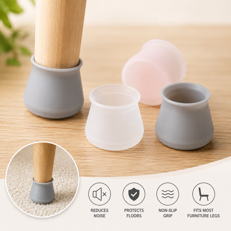 Silicone Chair Leg Cap - Furniture Table Feet Cover Bottom Pad (Pack of 4 )
