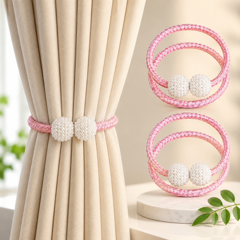Pearl Magnetic Curtain Clip Curtain Holders Tieback Buckle Clips Hanging Ball ( Pack of 2 )