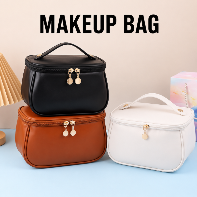 Portable makeup pouch feminine large size waterproof travel toiletries tissue cute PU ladies toiletry bag