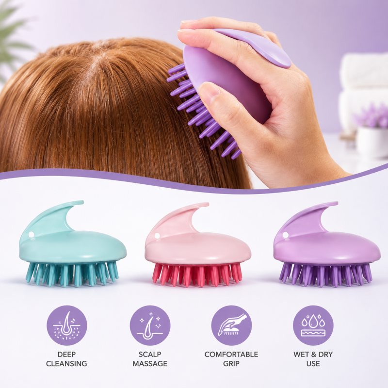 Soft Handheld Hair Massage Shampoo Brush – Wet & Dry Use for All Hair Types