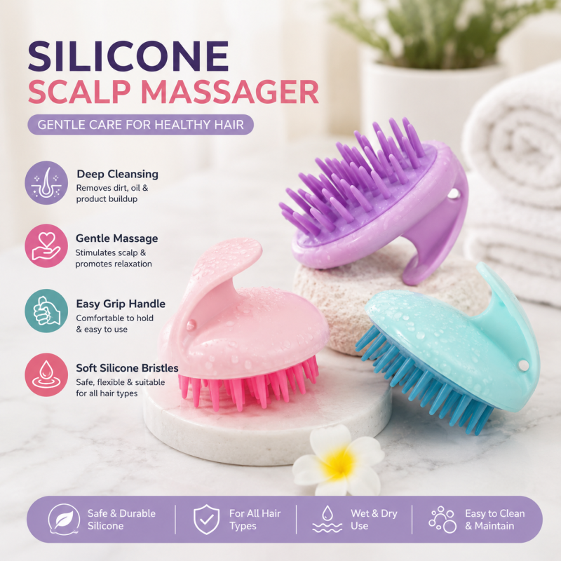 Soft Handheld Hair Massage Shampoo Brush – Wet & Dry Use for All Hair Types