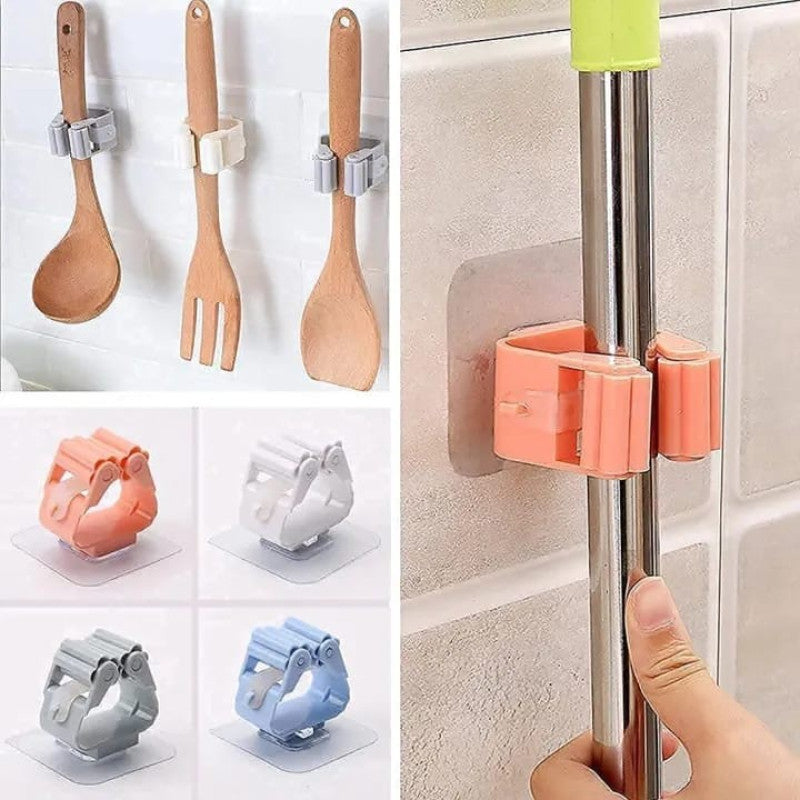 Plastic Mop Holder and Broom Holder Wall Mounted Self Adhesive Broom Stick Holder