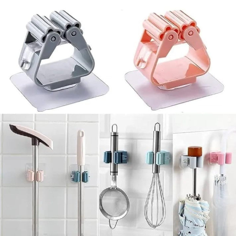 Plastic Mop Holder and Broom Holder Wall Mounted Self Adhesive Broom Stick Holder