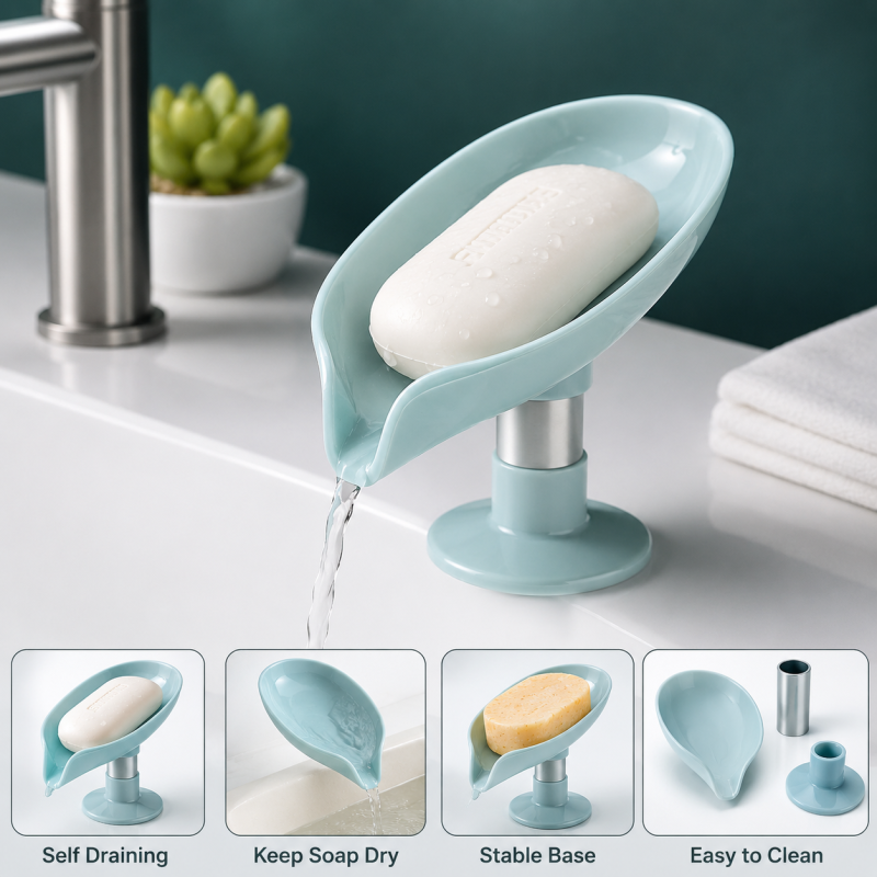Soap Holder Leaf-Shape Self Draining Soap Holder