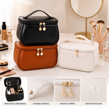 Portable makeup pouch feminine large size waterproof travel toiletries tissue cute PU ladies toiletry bag