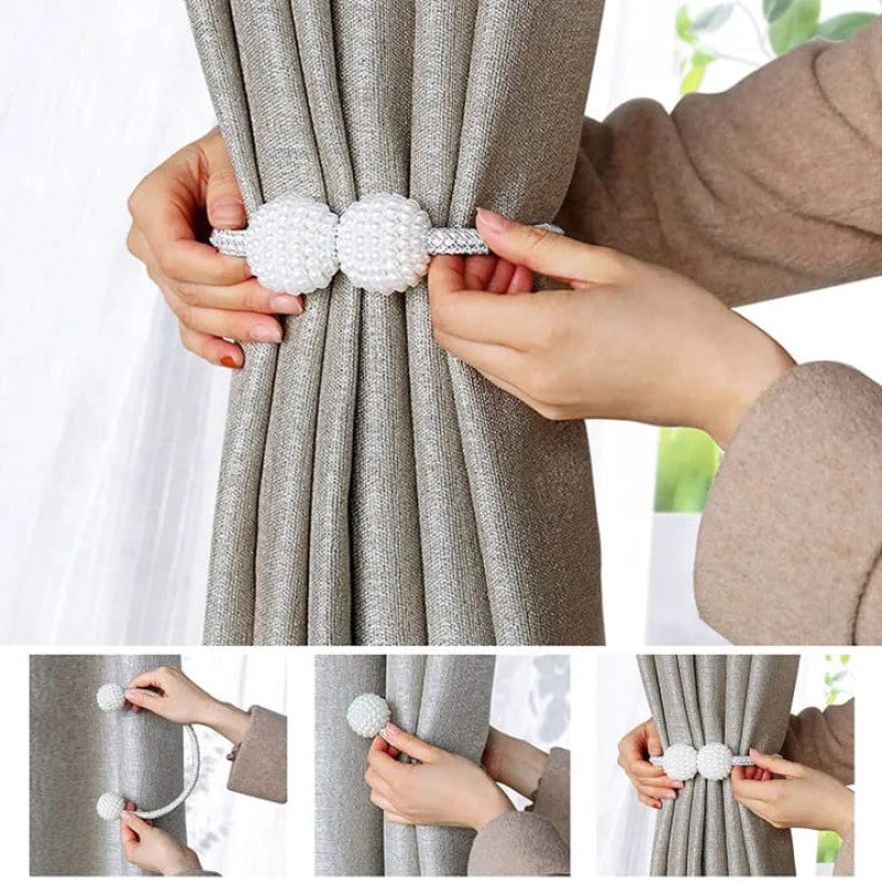 Pearl Magnetic Curtain Clip Curtain Holders Tieback Buckle Clips Hanging Ball ( Pack of 2 )