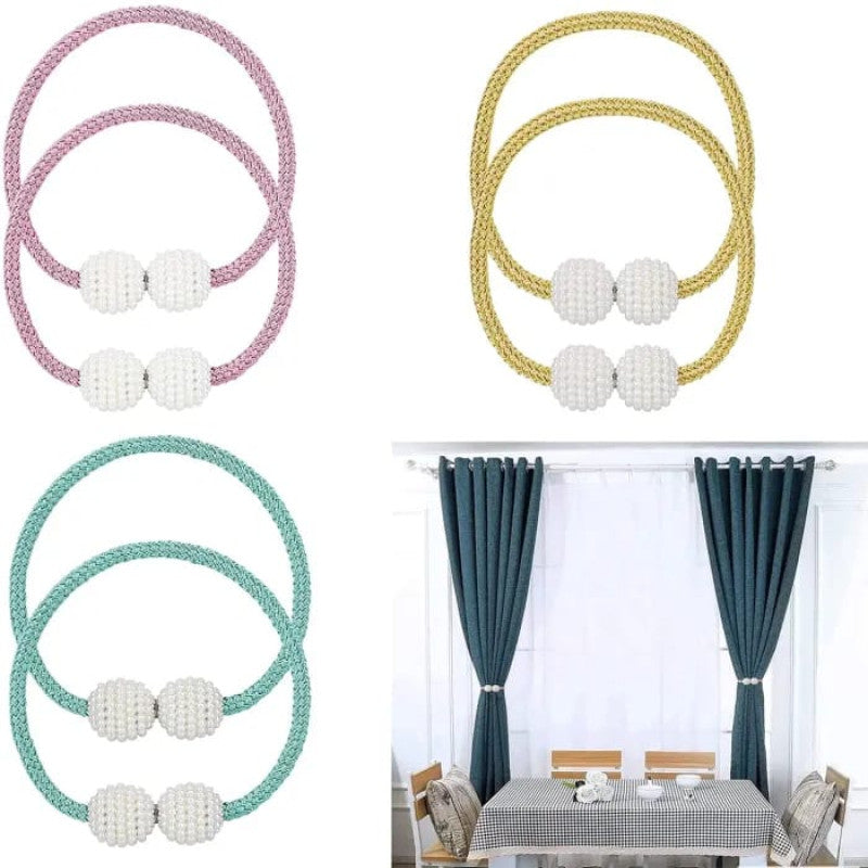 Pearl Magnetic Curtain Clip Curtain Holders Tieback Buckle Clips Hanging Ball ( Pack of 2 )