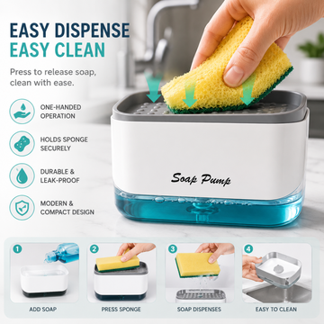 2 in 1 Liquid Soap Dispenser Automatic Soap Pump With Sponge Holder Latest Kitchen Tool Good Quality