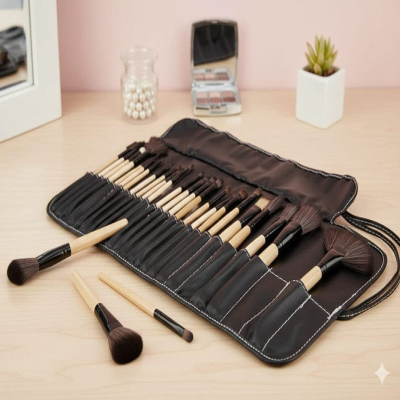 24 Pcs Professional Makeup Eyebrow Shadow Cosmetic Brush Set Kit With Pouch