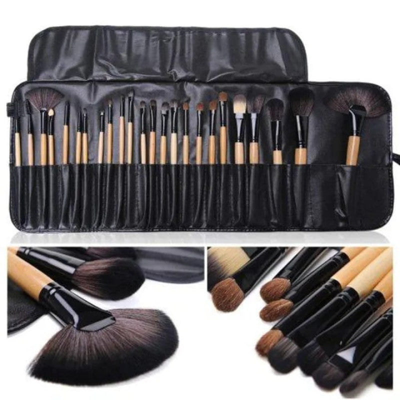 24 Pcs Professional Makeup Eyebrow Shadow Cosmetic Brush Set Kit With Pouch