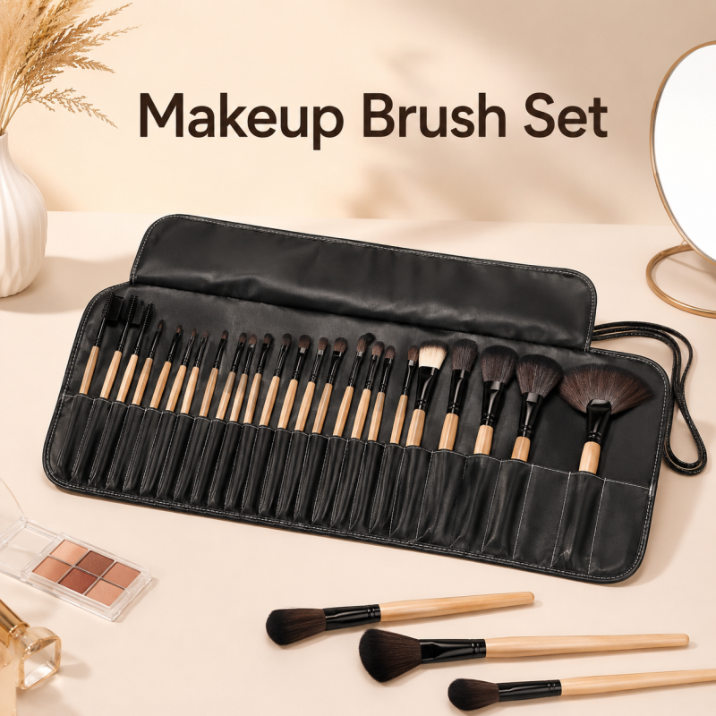 24 Pcs Professional Makeup Eyebrow Shadow Cosmetic Brush Set Kit With Pouch