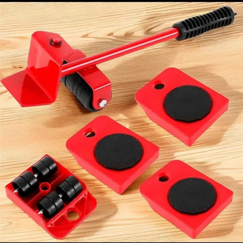 Furniture Moving Tool Heavy Object Mover Furniture Transport Lifter & Furniture Slides 4 Wheeled Mover Roller+1 Wheel Bar Hand Tools Set