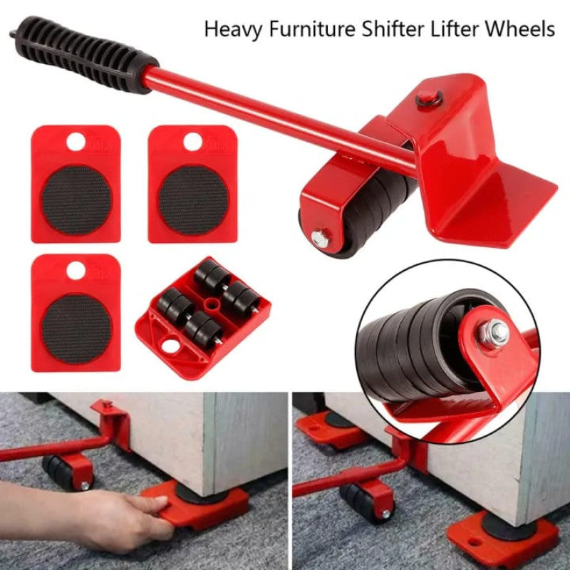 Furniture Moving Tool Heavy Object Mover Furniture Transport Lifter & Furniture Slides 4 Wheeled Mover Roller+1 Wheel Bar Hand Tools Set