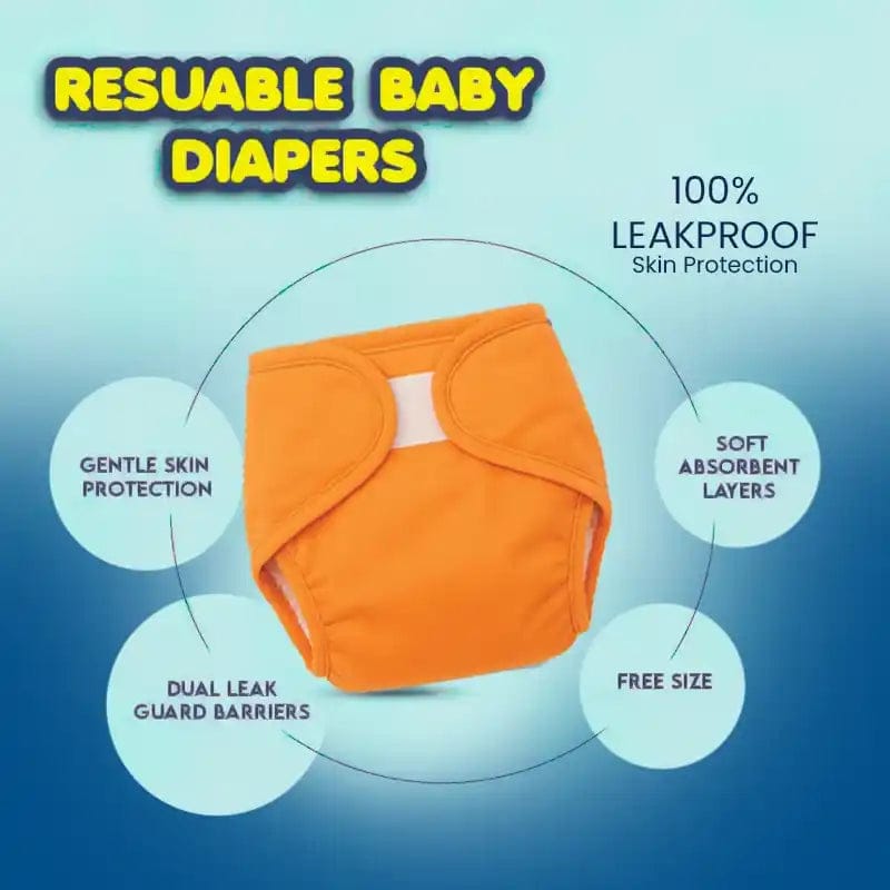Reusable Baby Cloth Diaper – Soft & Adjustable- Soft & Comfortable - Random Colour