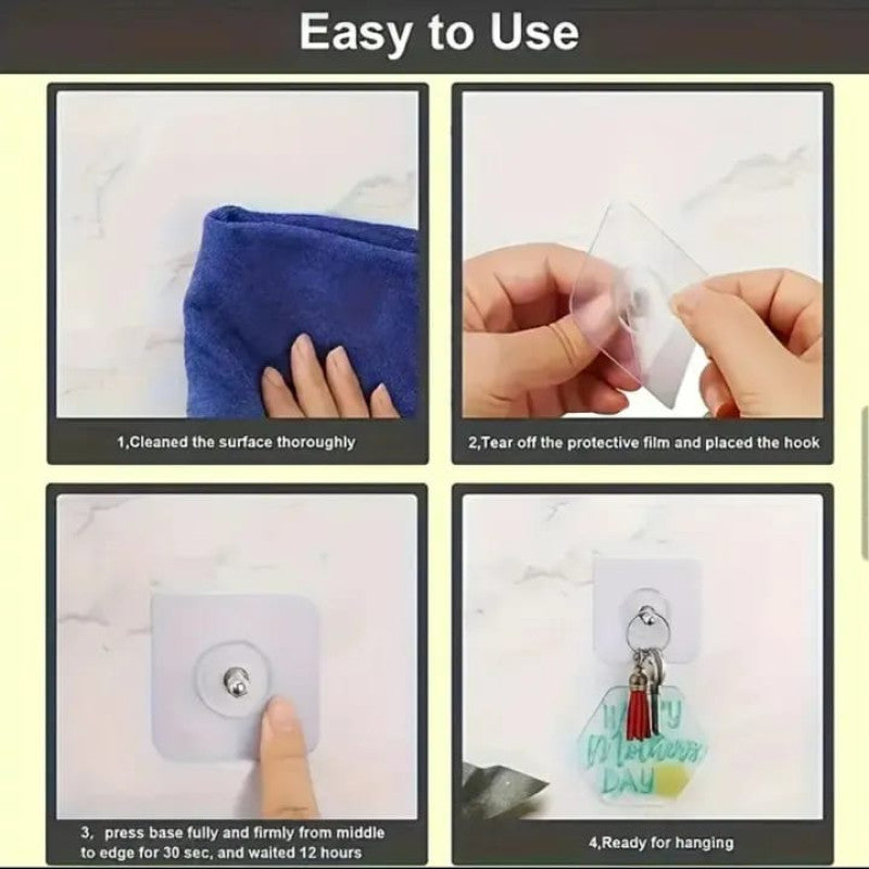 Self-Adhesive Screw Wall Hooks – Pack of 10