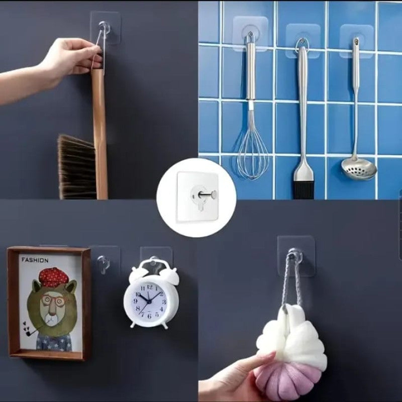 Self-Adhesive Screw Wall Hooks – Pack of 10