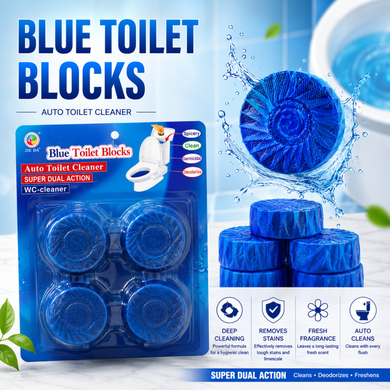 Blue Automatic Toilet Cleaner & Stain Remover Tablets – Pack of 4