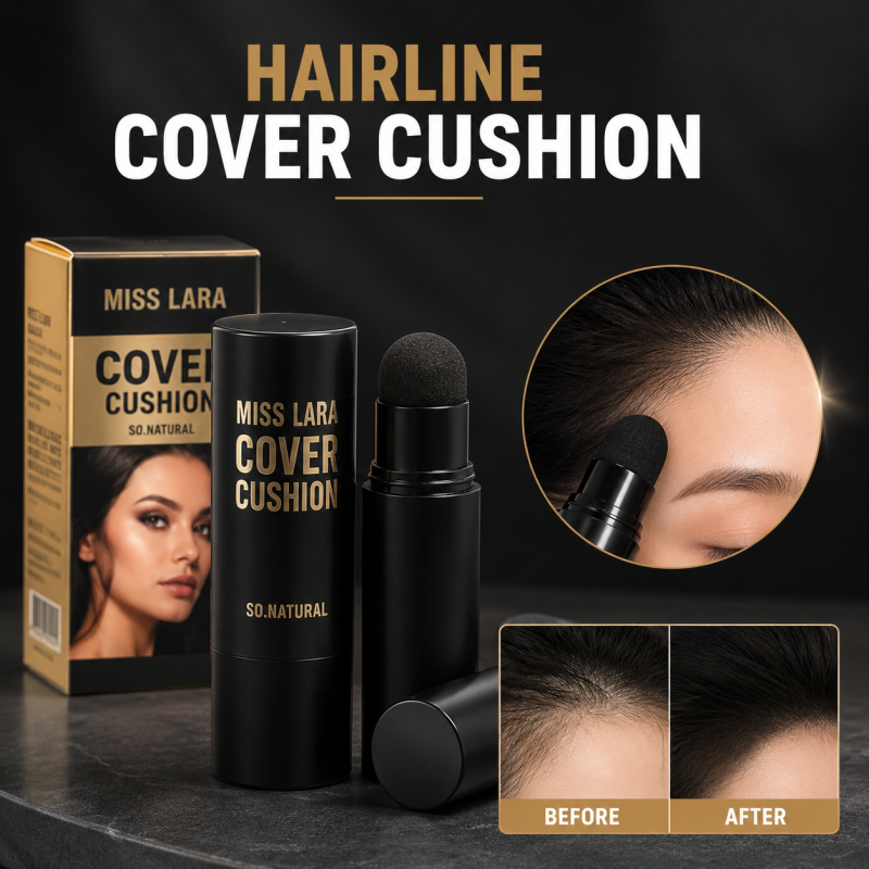 Miss Lara 2in1 Cover Cushion Professional Hairline Stamp & Eyebrows Shaping Stamp (Black)