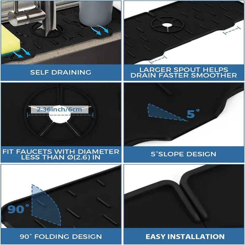 Silicone Sink Drainage Pad-Non Skid Faucet Mat for Kitchen and Bathroom