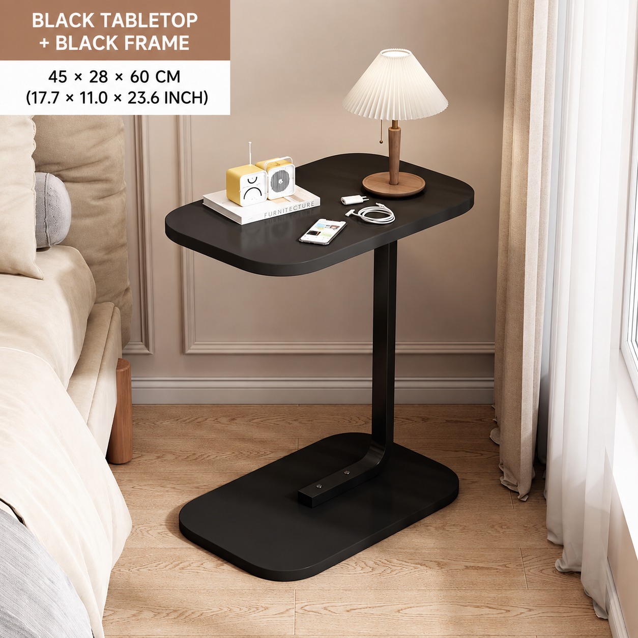 C-Shaped Oval Side Table – Modern Sofa & Laptop Table
