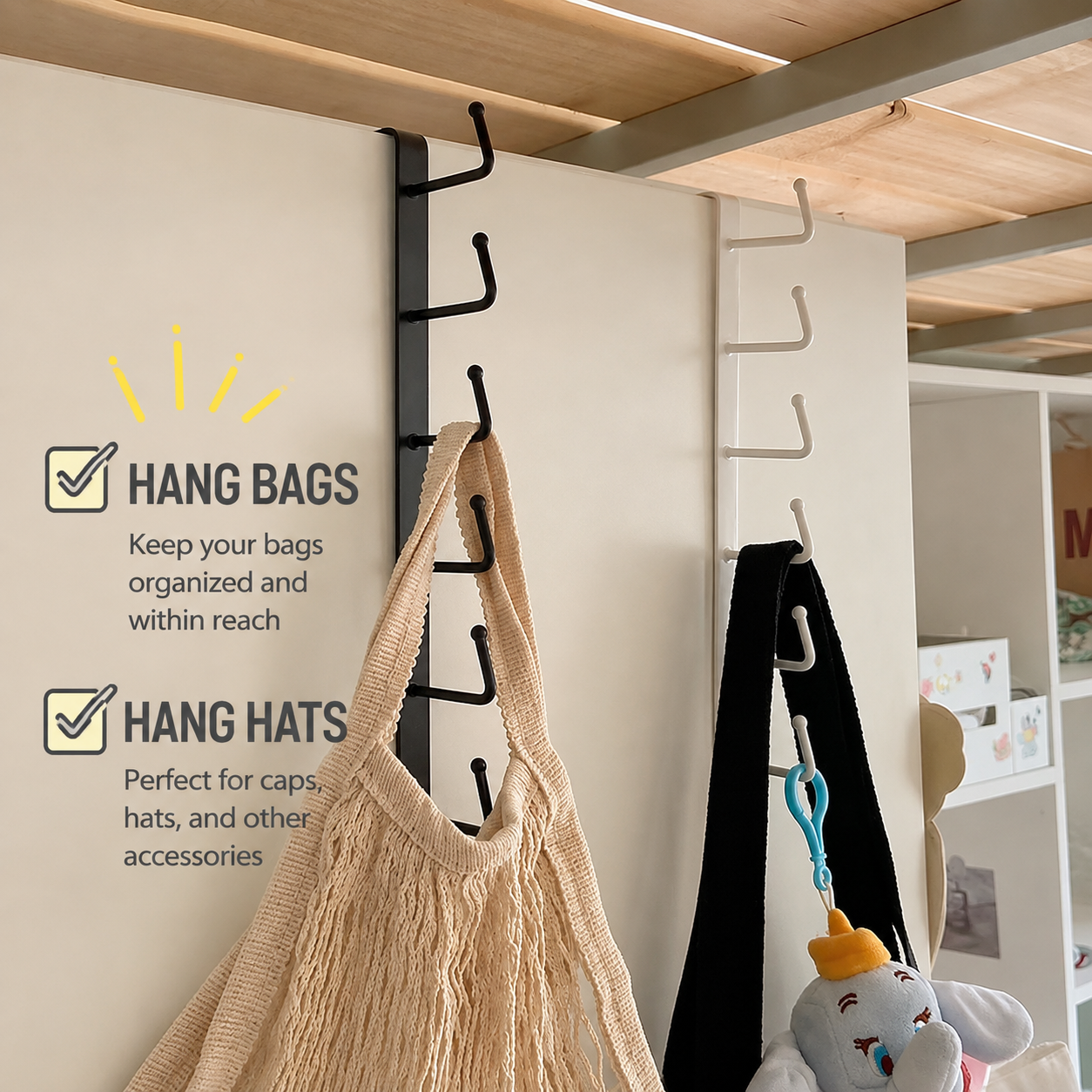 Mug Holder Under Cabinet, Hanging Six Hook Multipurpose Storage Rack