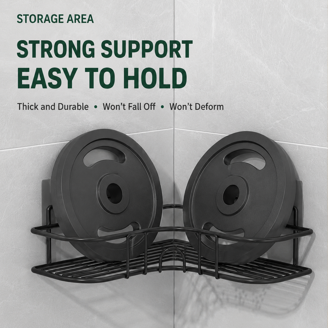 Kitchen, Bathroom Corner Storage Rack No-Drill Wall-Mounted Organizer