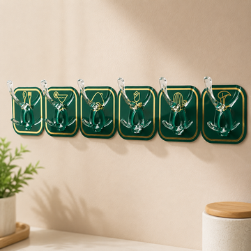 Punch-Free Hook Six-row Coat Hanging Hook Wall-mounted Hook for Kitchen and Bathroom